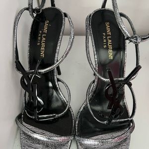 Saint Laurent Cassandra Sandals - Silver